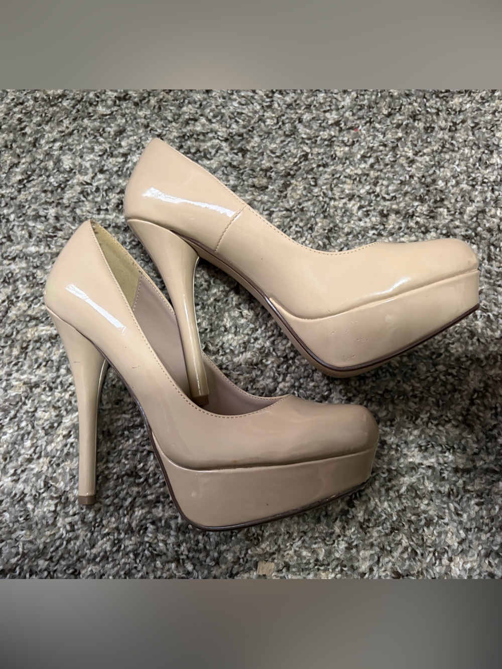 Deb Patent Platform Pumps in Nude